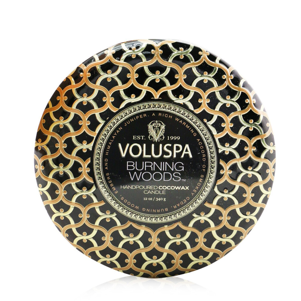 Voluspa-3 Wick Decorative Tin Candle - Burning Woods-340g/12oz