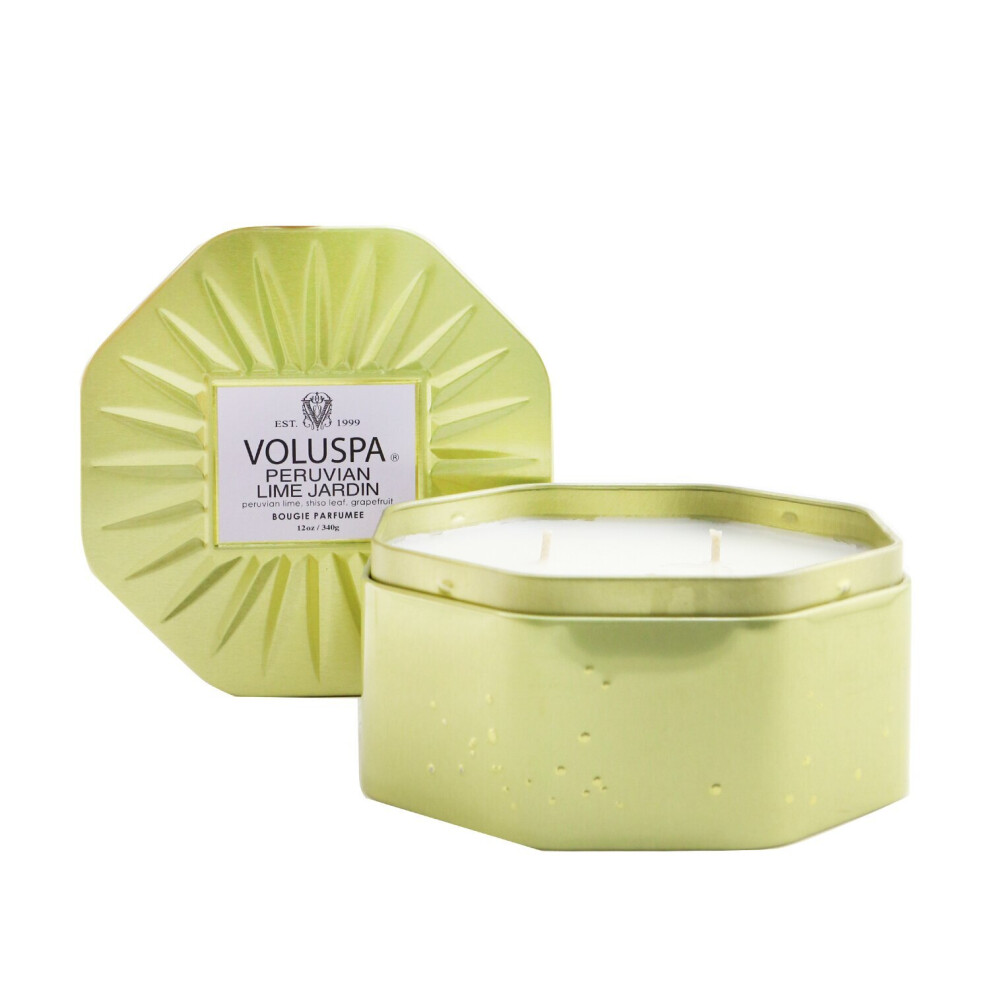 Voluspa-3 Wick Octagon Tin Candle - Peruvian Lime Jardin-340g/12oz