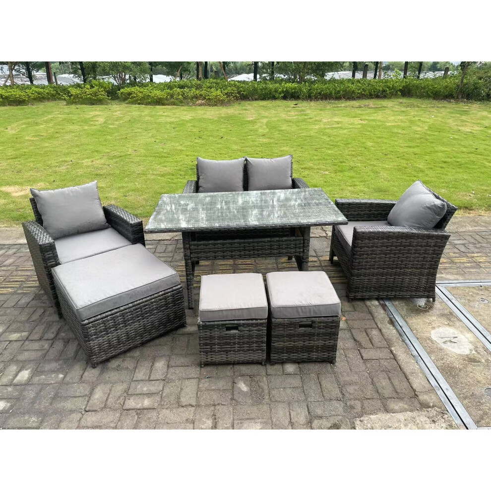 Rackhams Grey 7 Seater Mixed High Back Rattan Sofa Set Dining Table Garden Furniture Outdoor - Image 3