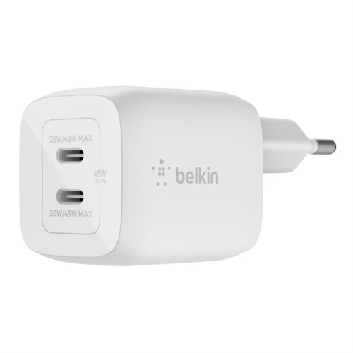 Belkin Cargador - Belkin - 45W PD PPS - Doble USB-C - GaN - Carga rápida