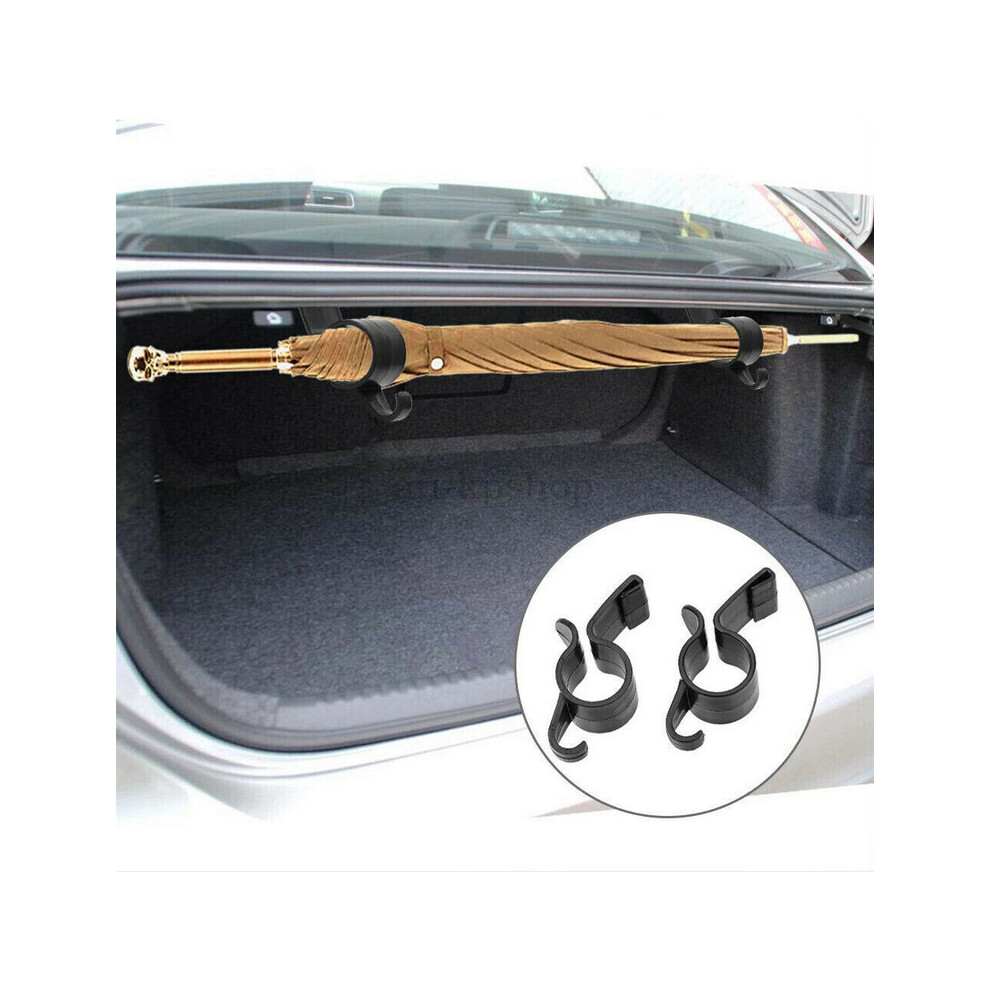 2X Universal Car Trunk Umbrella Hook Holder Hanger Clip Fastener Car Black 5601103443487