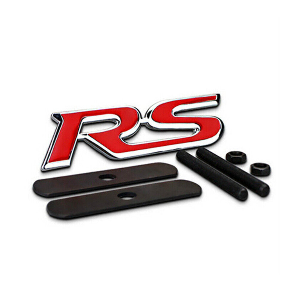 Car 3D Metal Rs Logo Front Grille Emblem Badge Red 5701510951121