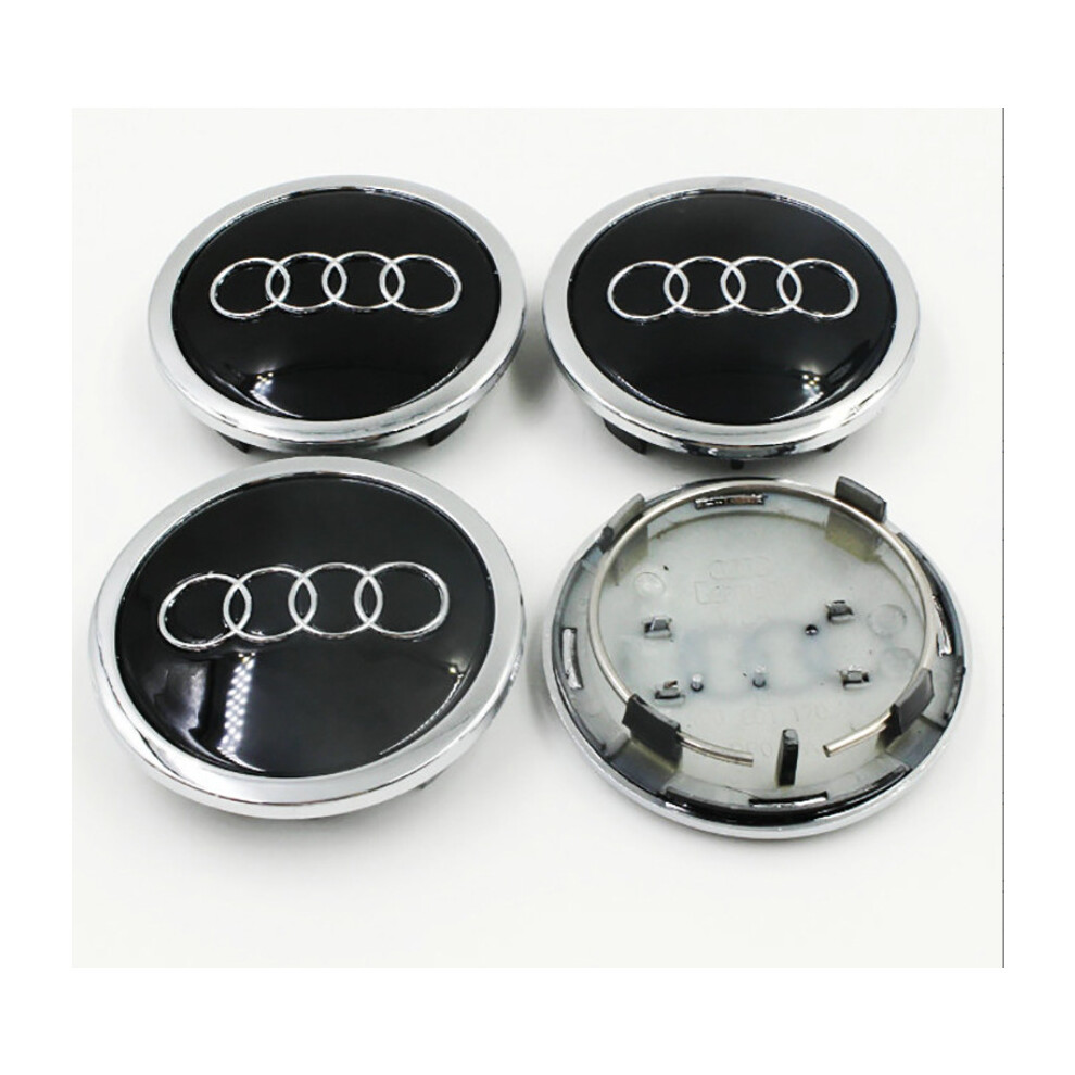 4PCS AUDI BLACK 77MM ALLOY WHEEL CENTRE CAPS HUB BADGES EMBLEM Q5 Q7