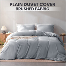 (King Plain Duvet Cover (230x220 cm)) Reversible Plain Duvet Cover Silver Bedding Sets