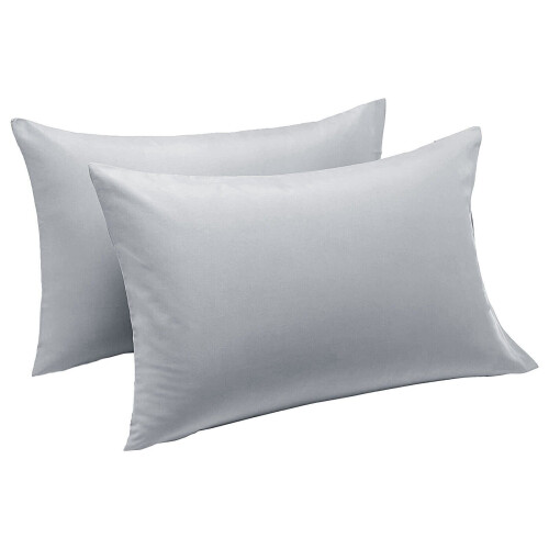 (Silver Pillowcase Only (50x75 cm)) Reversible Plain Duvet Cover Silver Bedding Sets