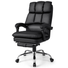 Office Chair Recliner Ergonomic Padded Reclining Chair Black