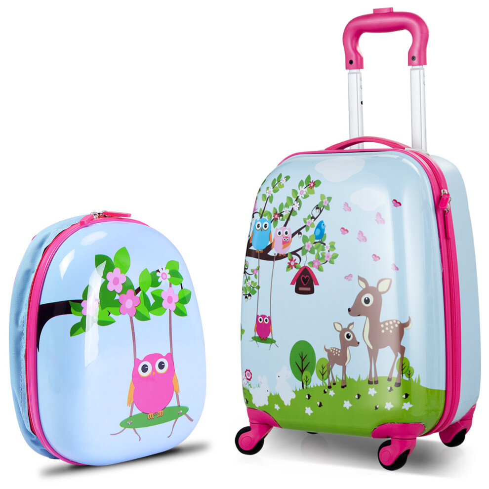 2Pcs 12" 16" ABS Kids Suitcase Backpack Luggage Set Lightweight