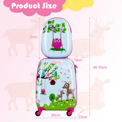 Casart 2Pcs 12" 16" ABS Kids Suitcase Backpack Luggage Set Lightweight 1