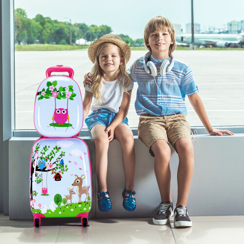 Casart 2Pcs 12" 16" ABS Kids Suitcase Backpack Luggage Set Lightweight 2