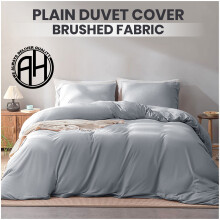 (Super King Plain Duvet Cover (260x220 cm)) Reversible Plain Duvet Cover Silver Bedding Sets