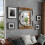 Industrial Round Wall Accent Mirror Square Wood Frame 3