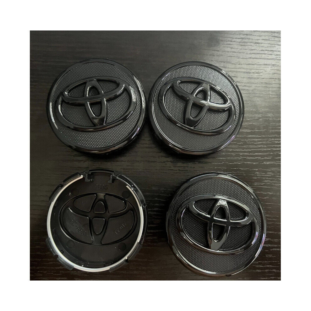 Paktoo 4Pcs Toyota Wheel Center Hub Caps Emblem Badge 57Mm Black