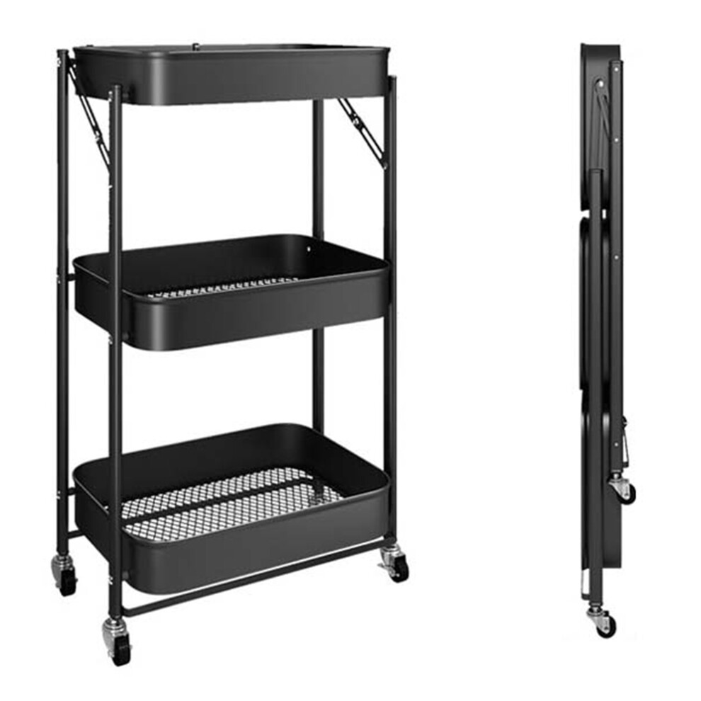 3 Tier Kitchen Storage Trolley Multipurpose Rolling Rack