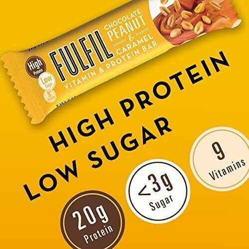 Fulfil Fulfil Vitamin and Protein Bar (15 x 55 g Bars) - Chocolate Peanut & Caramel Flavour - 20 g High Protein, 9 Vitamins, Low Sugar 1