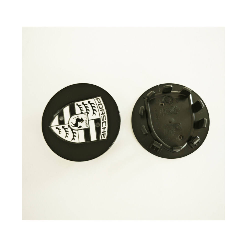 4x Porsche Wheel Centre Caps | Black and Black 65mm