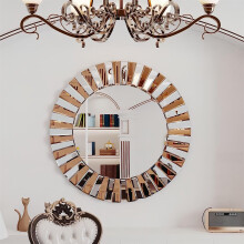 (M?Dia:600mm?) Decorative Silver Glass Vanity Round Wall Mirror with Crystal Edge