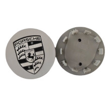 4x Porsche Wheel Centre Caps 65mm Silver Black - Easy Click-In Replacement (Set of Four)