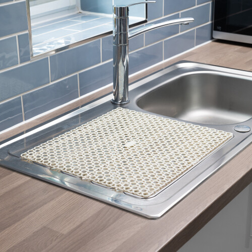 (White) PVC Sink Saver Draining Board Mat Kitchen Drainer 1
