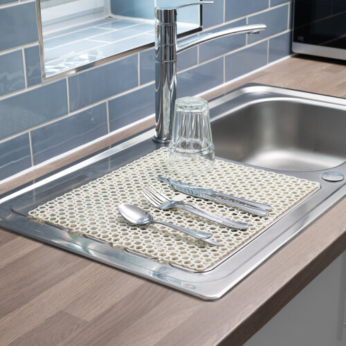 (White) PVC Sink Saver Draining Board Mat Kitchen Drainer 2