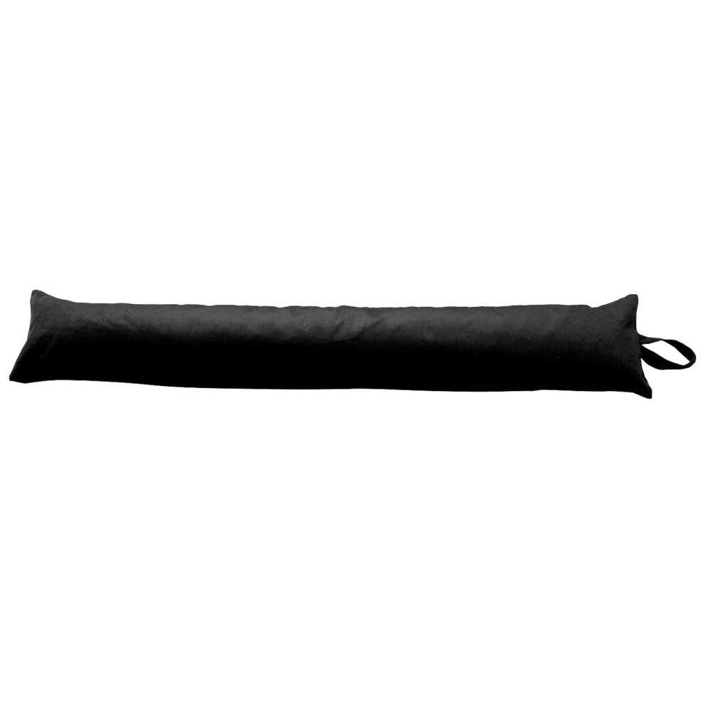 (4ft) Black Corduroy Draught Excluder Extra Long Draft Stopper