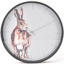 Round Wall Clock Animal Hare Design 30cm Battery Powered Meg Hawkins