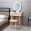 ELECWISH (Oval Mirror 3) Dressing Table 3 Modes Mirror Stool Drawer 80*40 1