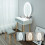 ELECWISH (Oval Mirror 2) Dressing Table 3 Modes Mirror Stool Drawer 80*40 3