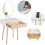 ELECWISH (Oval Mirror 3) Dressing Table 3 Modes Mirror Stool Drawer 80*40 5
