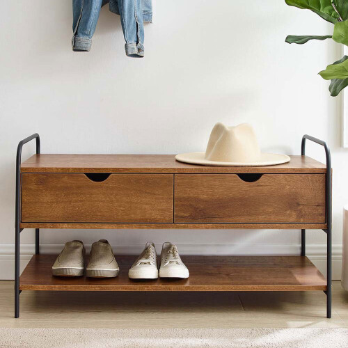 Living And Home Modern 2 Drawer Shoe Storage Rack Bench 1