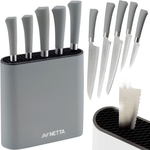 NETTA (Grey) NETTA 6 Piece Kitchen Knife Set Including Block