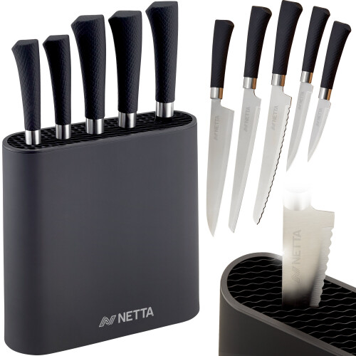 NETTA (Black) NETTA 6 Piece Kitchen Knife Set Including Block