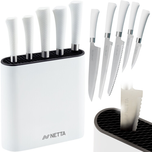 NETTA (White) NETTA 6 Piece Kitchen Knife Set Including Block