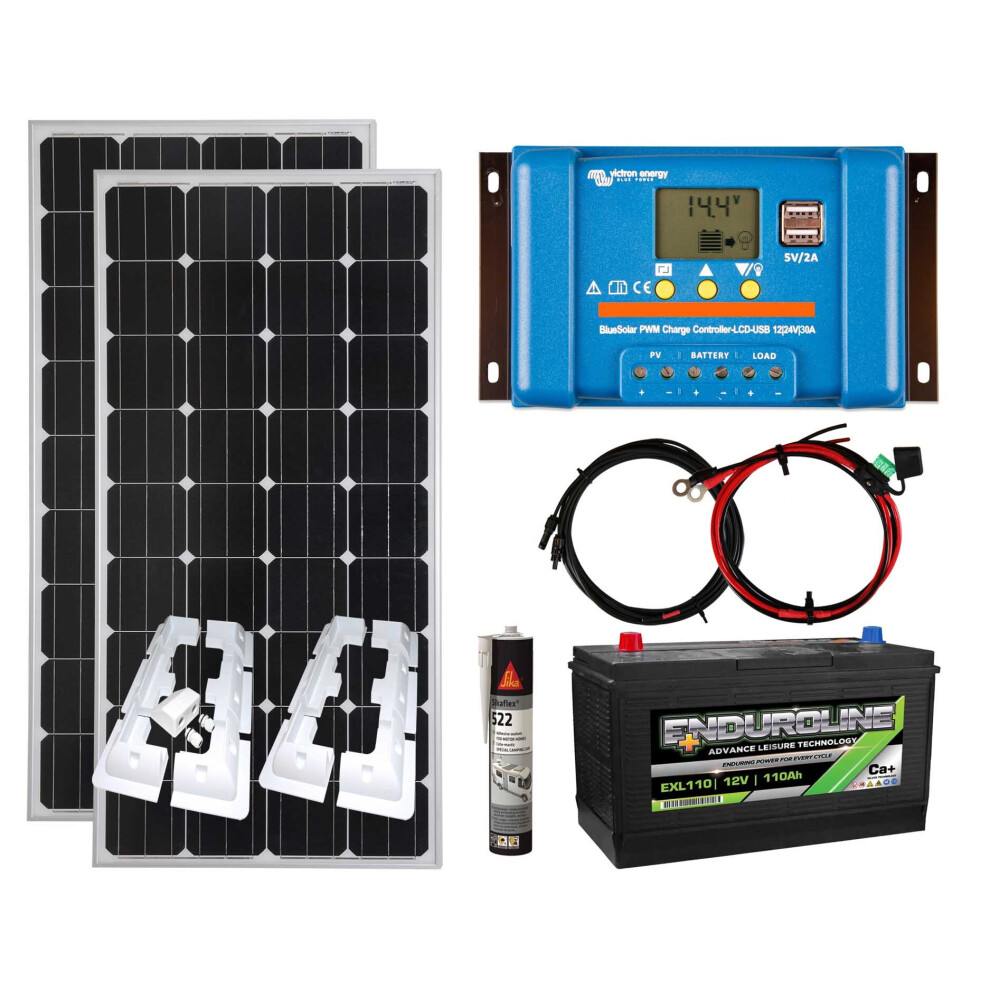 300w Solar Kit USB Charging Controller,Cables,Mounts,Battery,Sikaflex