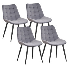(Grey ) Set of 4 MOF Velvet Dining chair lounge chair Pink, Green , Grey and Yellow with metal legs R1
