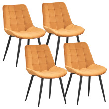 (Yellow) Set of 4 MOF Velvet Dining chair lounge chair Pink, Green , Grey and Yellow with metal legs R1