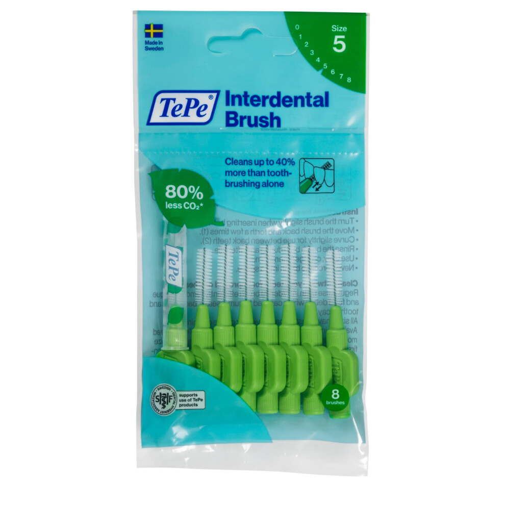 Tepe Interdental Brush, Green 0.8mm (8 Pieces/Packet)