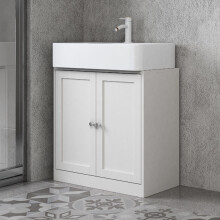 (Under Sink Cabinet - White) Under Sink Cupboard Mirror Unit WC Paper Dispenser