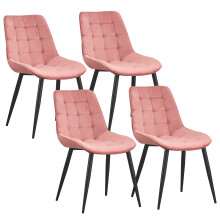 (Pink ) Set of 4 MOF Velvet Dining chair lounge chair Pink, Green , Grey and Yellow with metal legs R1