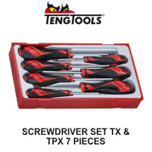 Teng Tools 7pc TX &amp; TPX Type Screwdriver Set In Modular Tray TT917TXN