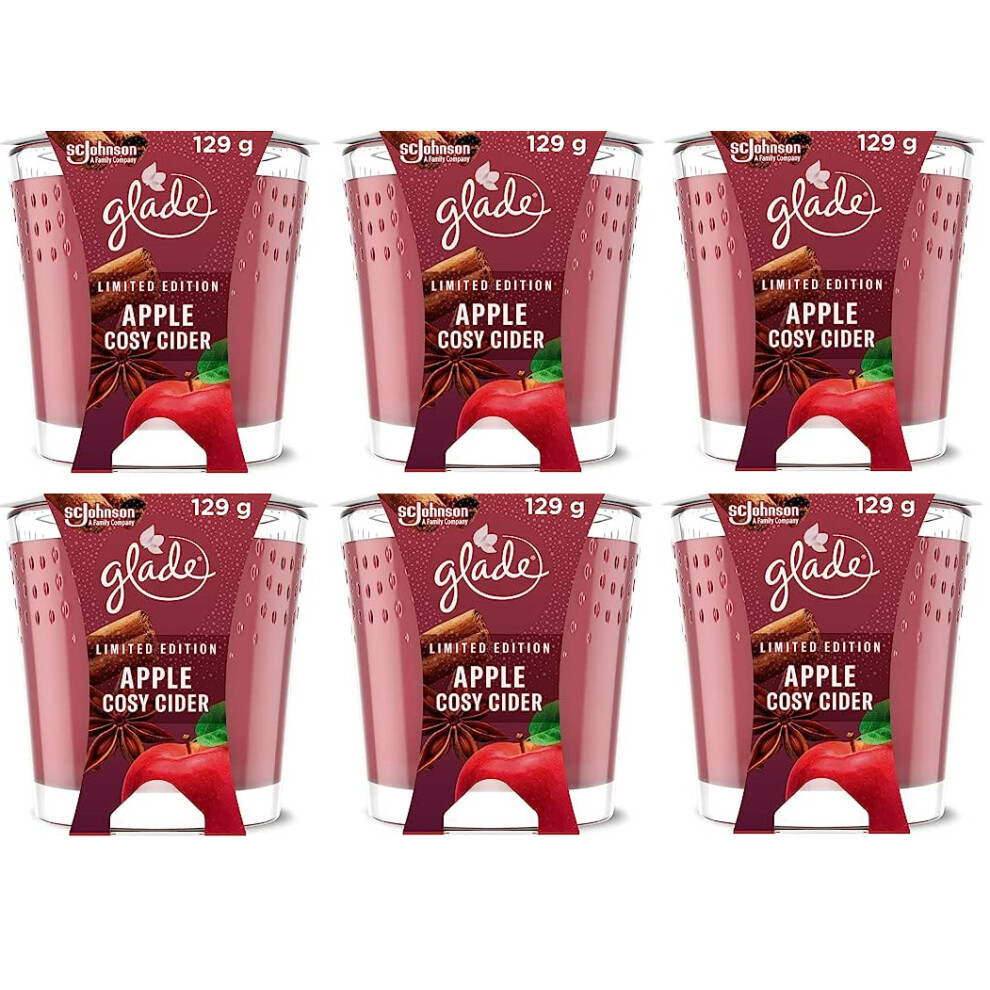 Glade Scented Candle Apple Cosy Cider Christmas Fragrance 6x129g Home Decor Gift