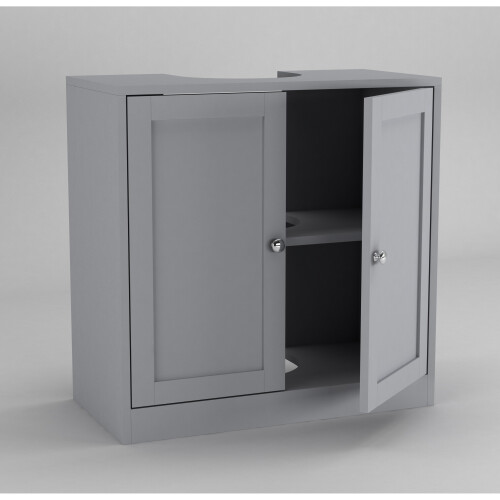 URBN Living (Under Sink Cabinet - Grey) Under Sink Cupboard Mirror Unit WC Paper Dispenser 2