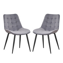 (Grey ) Set of 2 MOF Velvet Dining chair lounge chair Pink, Green , Grey and Yellow with metal legs R1