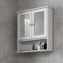 (Wall Mirror Cabinet - White) Under Sink Cupboard Mirror Unit WC Paper Dispenser