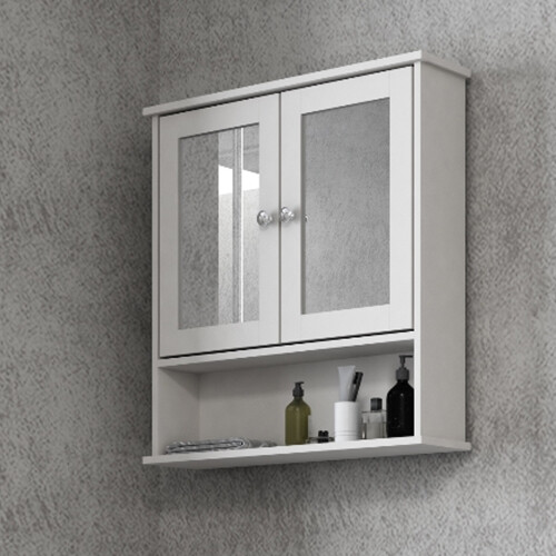 URBN Living (Wall Mirror Cabinet - White) Under Sink Cupboard Mirror Unit WC Paper Dispenser