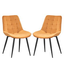 (Yellow ) Set of 2 MOF Velvet Dining chair lounge chair Pink, Green , Grey and Yellow with metal legs R1