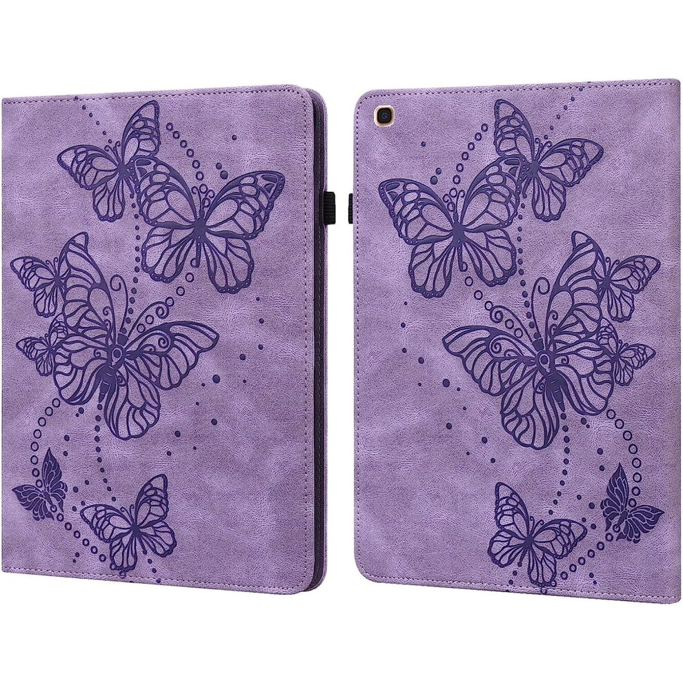 For Samsung Galaxy Tab 10.1 Inch 2019 T510 Slim Folding Stand Folio Tablet Case, Adjustable Fixing With Card Slot Shockproof Tablet Case Purple 7042558900541