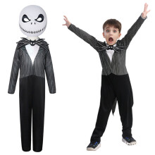 (11-14 Years) Jack Skellington Costume The Nightmare Before Christmas Kid Halloween Cosplay Outfit with Mask