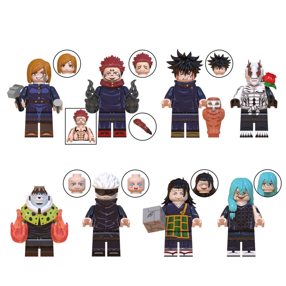 8pcs Anime spell comeback series  Minifigures Fit Lego