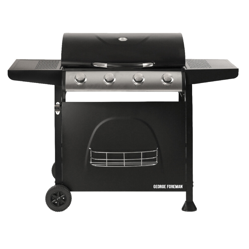 BBQ à gaz George Foreman Noir 4 brûleurs Roues Allumage automatique GFGBBQ4B