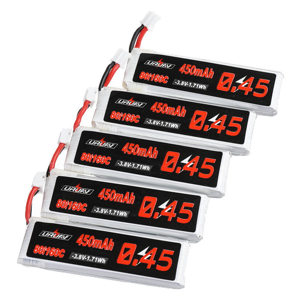 5Pcs Uruav 3.8V 450Mah 80C/160C 1S Lipo Battery Ph2.0 Plug For Emax Ez Tinyhawk Ii 75Mm Tiny7 Happymodel Snapper7 6901249255166